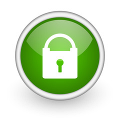 protect green circle glossy web icon on white background