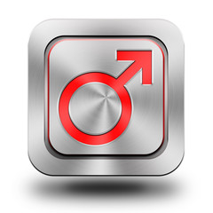 Male symbol aluminum glossy icon, button