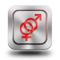 Male & female symbol aluminum glossy icon, button - obrazy, fototapety, plakaty