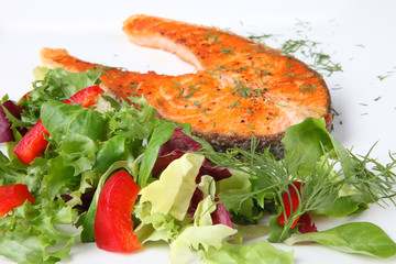 crispy grilled salmon steak