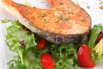 crispy grilled salmon steak