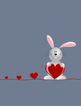 Liebesgruß mit Kaninchen und Herzen