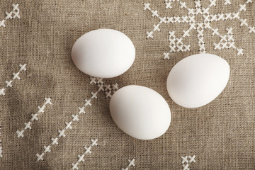 Close-up of  white easter eggs