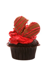 Valentine's Day cupcake with broken heart - obrazy, fototapety, plakaty