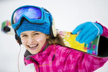 Skiing, winter sports - portrait of young skier