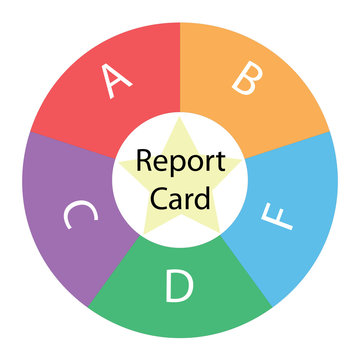 Report Card Grades circular concept with colors and star