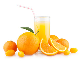 orange juice with orange citruses