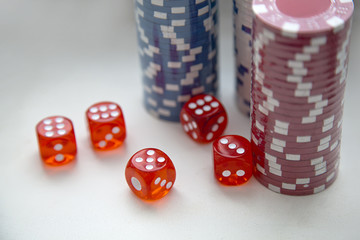 Poker chips with dice