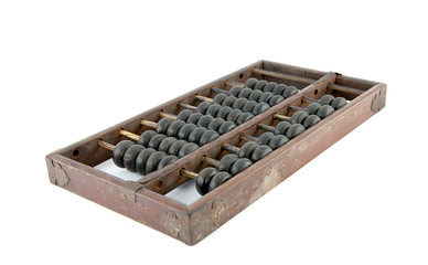 Old wooden abacus on white