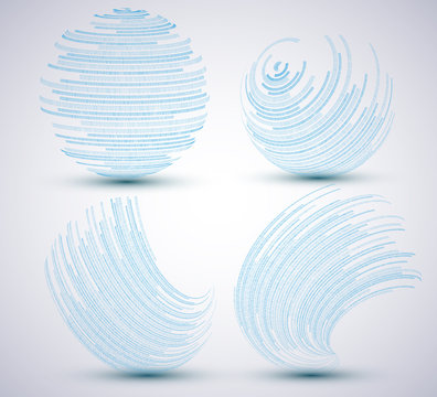 Vector binary sphere set on blue background. Eps10 illustration