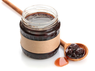 tasty berry jam, isolated on white