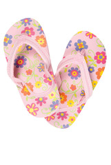 Sandals or flip flops on white. Clipping path included.