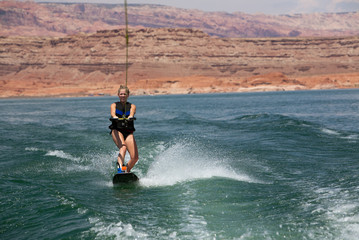 Blonde Wakboarding in the Desert