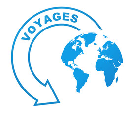 voyager sur symbole bleu