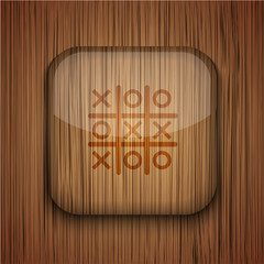 Vector wooden app icon on wooden background. Eps10