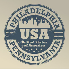 Stamp with name of Pennsylvania, Philadelphia, vector