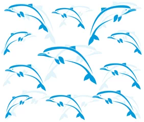 Aluminium Prints Dolphins Wallpaper images of dolphins - vector