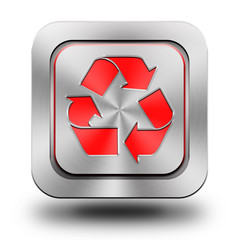 Recycle aluminum glossy icon, button - obrazy, fototapety, plakaty