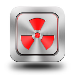 Radioactive aluminum glossy icon, button - obrazy, fototapety, plakaty