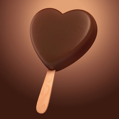 delicious bitter dark chocolate heart shaped ice-cream