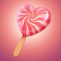 sweet vanilla pink heart shaped lollipop