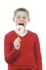 boy with big lollipop