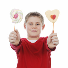 boy with two lollipops