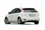 white hatchback on white background