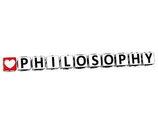 3D I Love Study Philosophy Button Block text on white background
