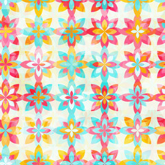 Abstract color flowers seamless pattern
