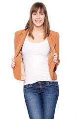 Fototapeta premium Young Woman Holding Jacket