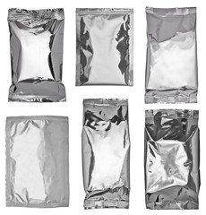 white silver aluminum paper bag package food template