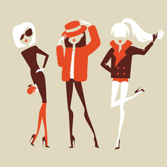 fashion girls posing  vector illustration - 49203001