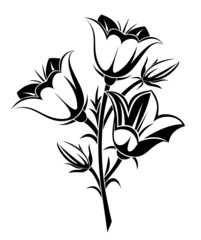Black silhouette of bluebells. Vector illustration.