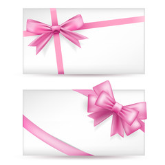 cards with pink bows with ribbons