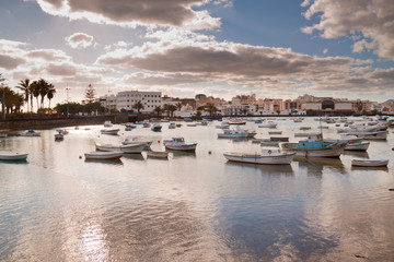 Coastal landscape from Lanzarote island, Spain.