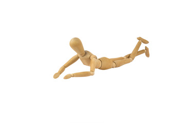 Wooden female doll in action