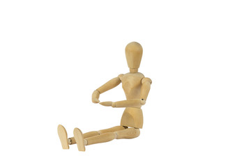 Wooden female doll in action