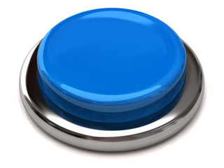 Blue blank button isolated on white background