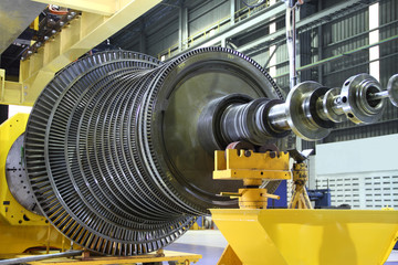 Fototapeta Industrial turbine at the workshop obraz