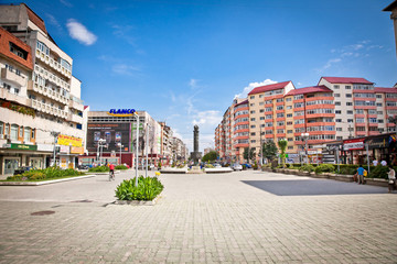 Naklejka premium Central square of Targoviste, (Tirgoviste), Romania.