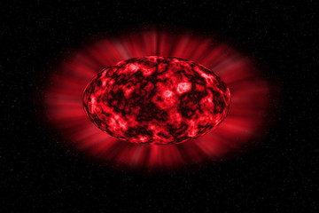 Red space ellipse with red shining