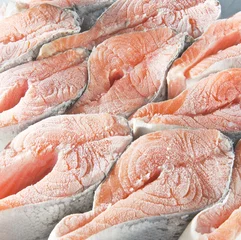 Badezimmer Foto Rückwand Frozen salmon steaks © boguslaw