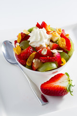 Diet, healthy breakfast , weight loss - muesli with strawberry