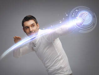 man working with virtual screen