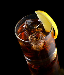 cocktail with ice cola whiskey