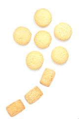 Sunflower, made from cookies, isolated on white