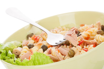 Pasta salad with tuna.