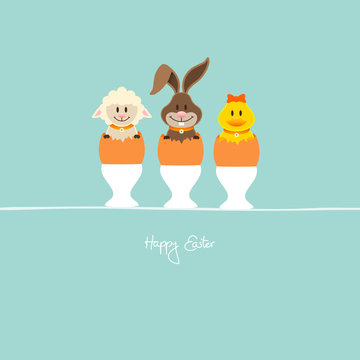 Lamb, Bunny & Duck Eggcup Retro