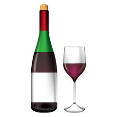 Bottle and wine glass vector